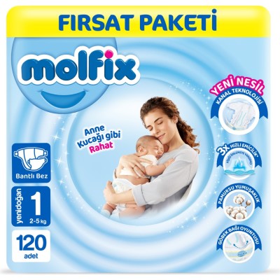 Molfix Nappies Size 1 Newborn Advantage Pack 120 Pieces