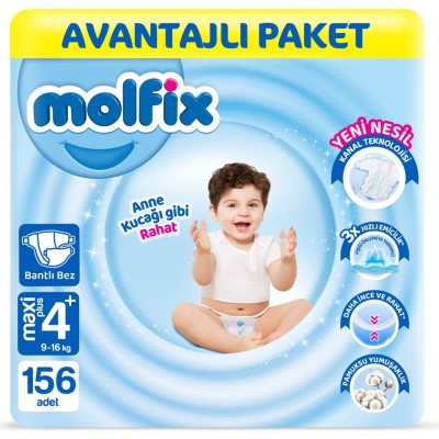Molfix Nappies Size 4+ Maxi Plus Advantage Pack 156 Pieces