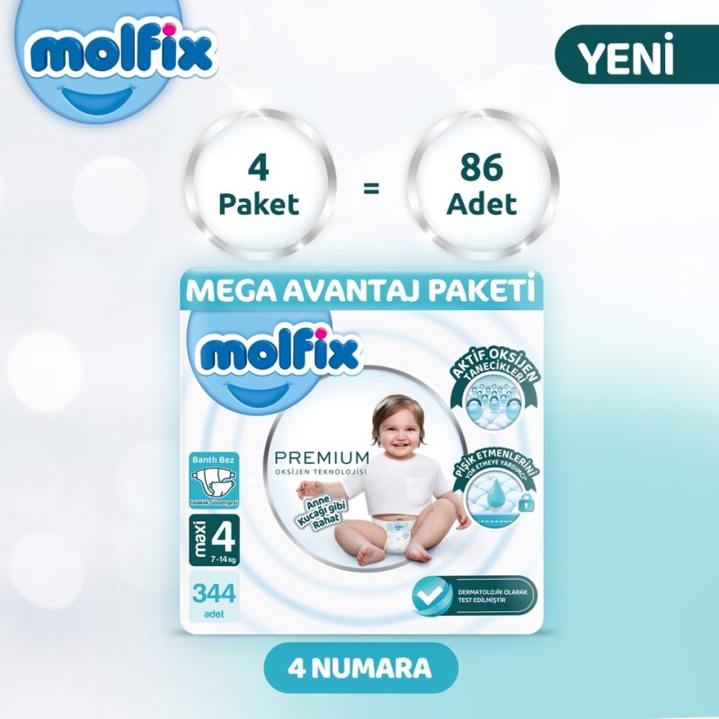 Molfix Premium Size 4 Mega Advantage Pack 344 Pieces