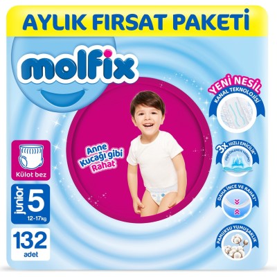 Molfix Pants Size 5 Junior Monthly Offer Pack 132 Pieces