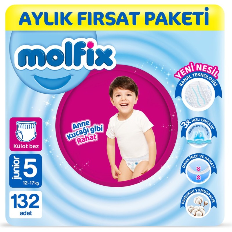 Molfix Pants Size 5 Junior Monthly Offer Pack 132 Pieces