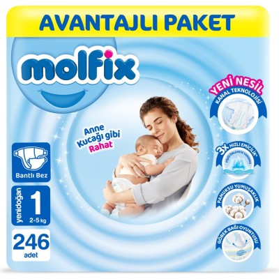 Molfix Nappies Size 1 Newborn Advantage Pack 246 Pieces
