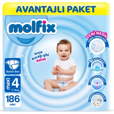Molfix Nappies Size 4 Maxi Advantage Pack 186 Pieces