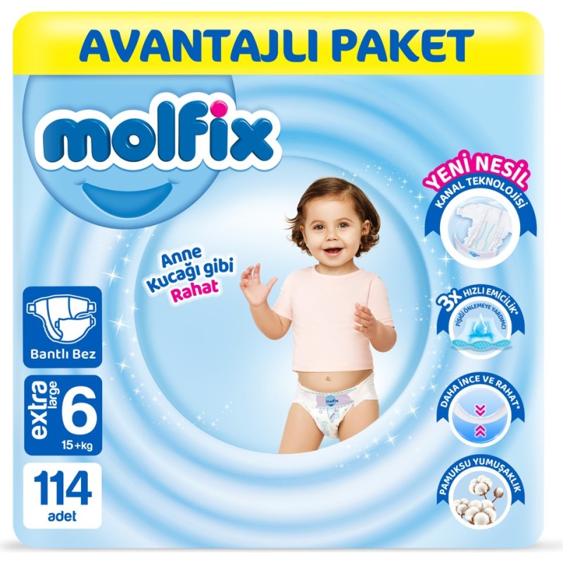 Molfix Nappies Size 6 Extra Large Advantage Pack 114 Pieces