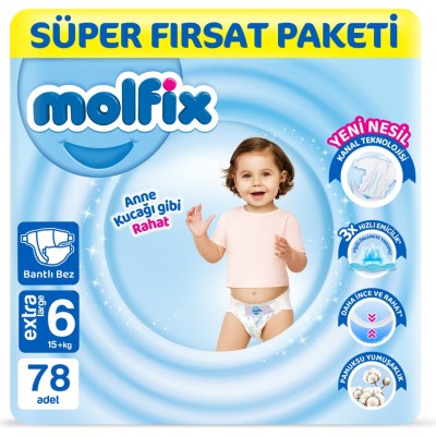 Molfix Nappies Size 6 Extra Large Super Offer Pack 78 Pieces