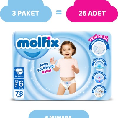 Molfix Nappies Size 6 Extra Large Super Offer Pack 78 Pieces