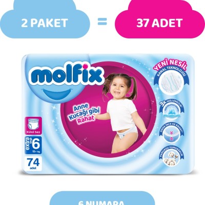Molfix Pants Size 6 E.Large Monthly Advantage Pack 74 Pieces