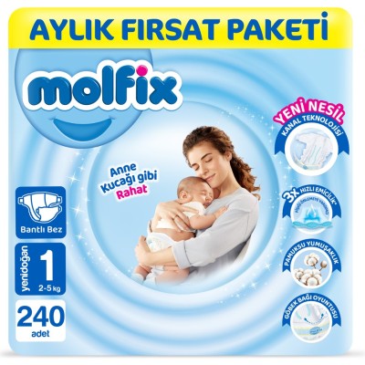 Molfix Nappies Size 1 Newborn Advantage Pack 240 Pieces