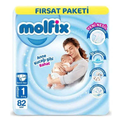 Molfix Nappies Size 1 Newborn Advantage Pack 82 Pieces
