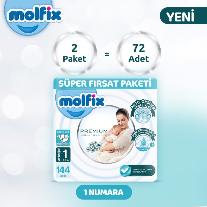 Molfix Premium Super Advantage Pack Size 1 144 Pieces