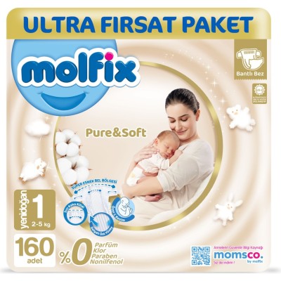 Molfix Pure &amp; Soft Size 1 Newborn 160 Pieces