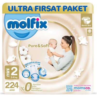 Molfix Pure &amp; Soft Nappies Size 2 Mini 224 Pieces