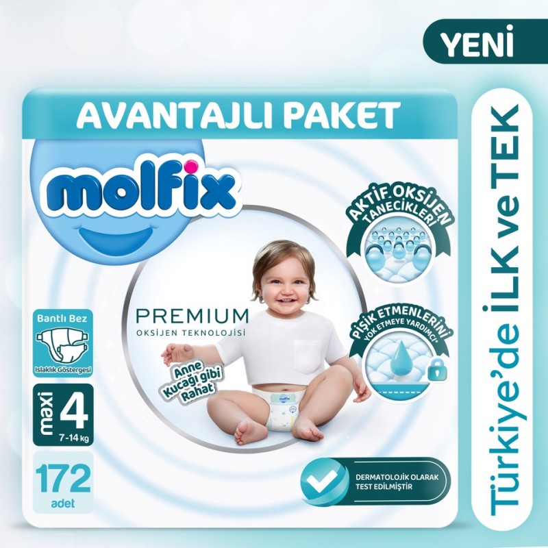 Molfix Premium Size 4 Advantage Pack 172 Pieces