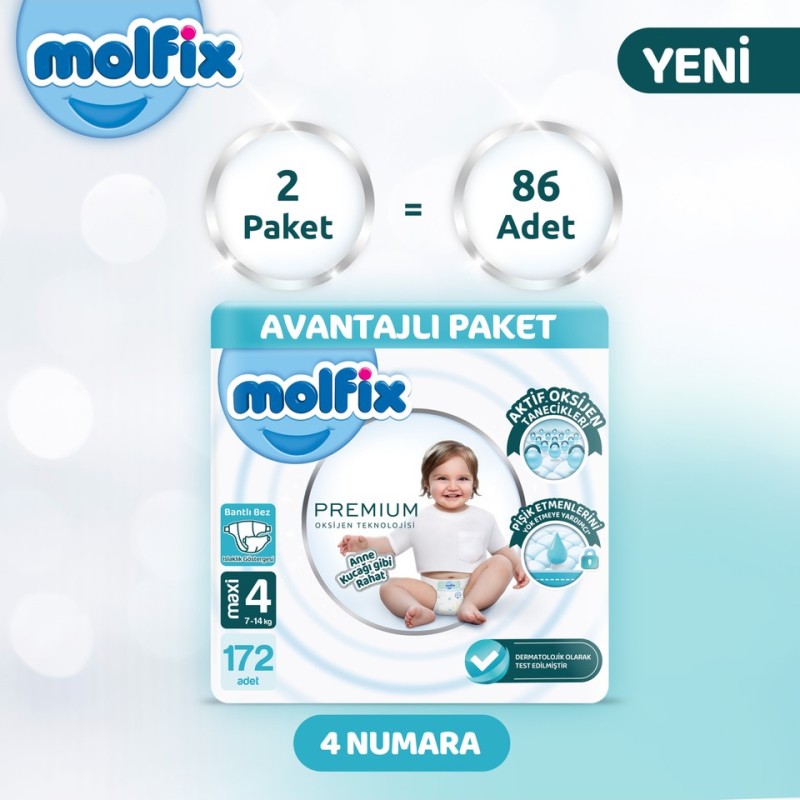 Molfix Premium Size 4 Advantage Pack 172 Pieces
