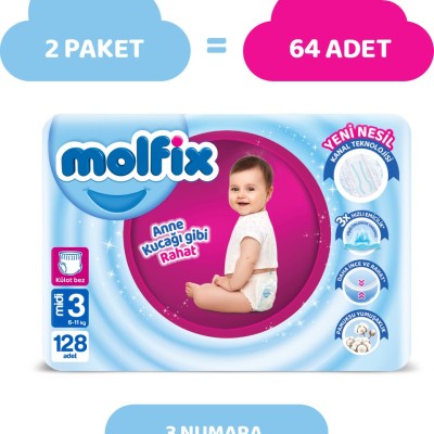 Molfix Pants Size 3 Midi Monthly Advantage Pack 128 Pieces