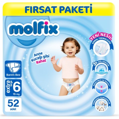 Molfix Nappies Size 6 Extra Large Offer Pack 52 Pieces
