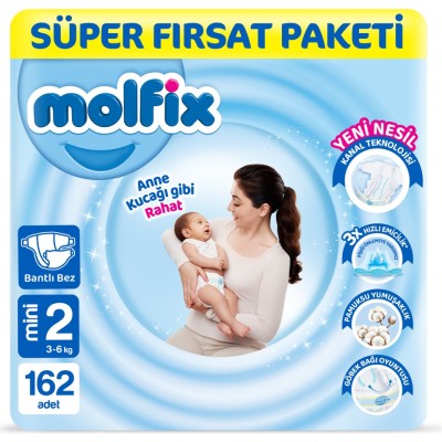 Molfix Nappies Size 2 Mini Super Offer Pack 162 Pieces