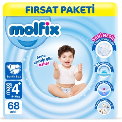 Molfix Nappies Size 4+ Maxi Plus Offer Pack 68 Pieces