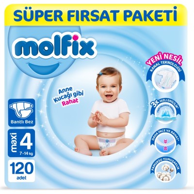 Molfix Nappies Size 4 Maxi Super Offer Pack 120 Pieces