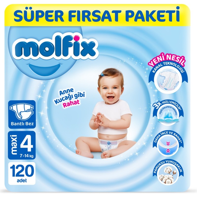 Molfix Nappies Size 4 Maxi Super Offer Pack 120 Pieces