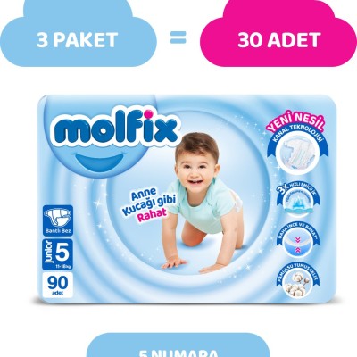 Molfix Nappies Size 5 Junior Super Offer Pack 90 Pieces