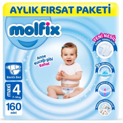 Molfix Nappies Size 4 Maxi Monthly Offer Pack 160 Pieces